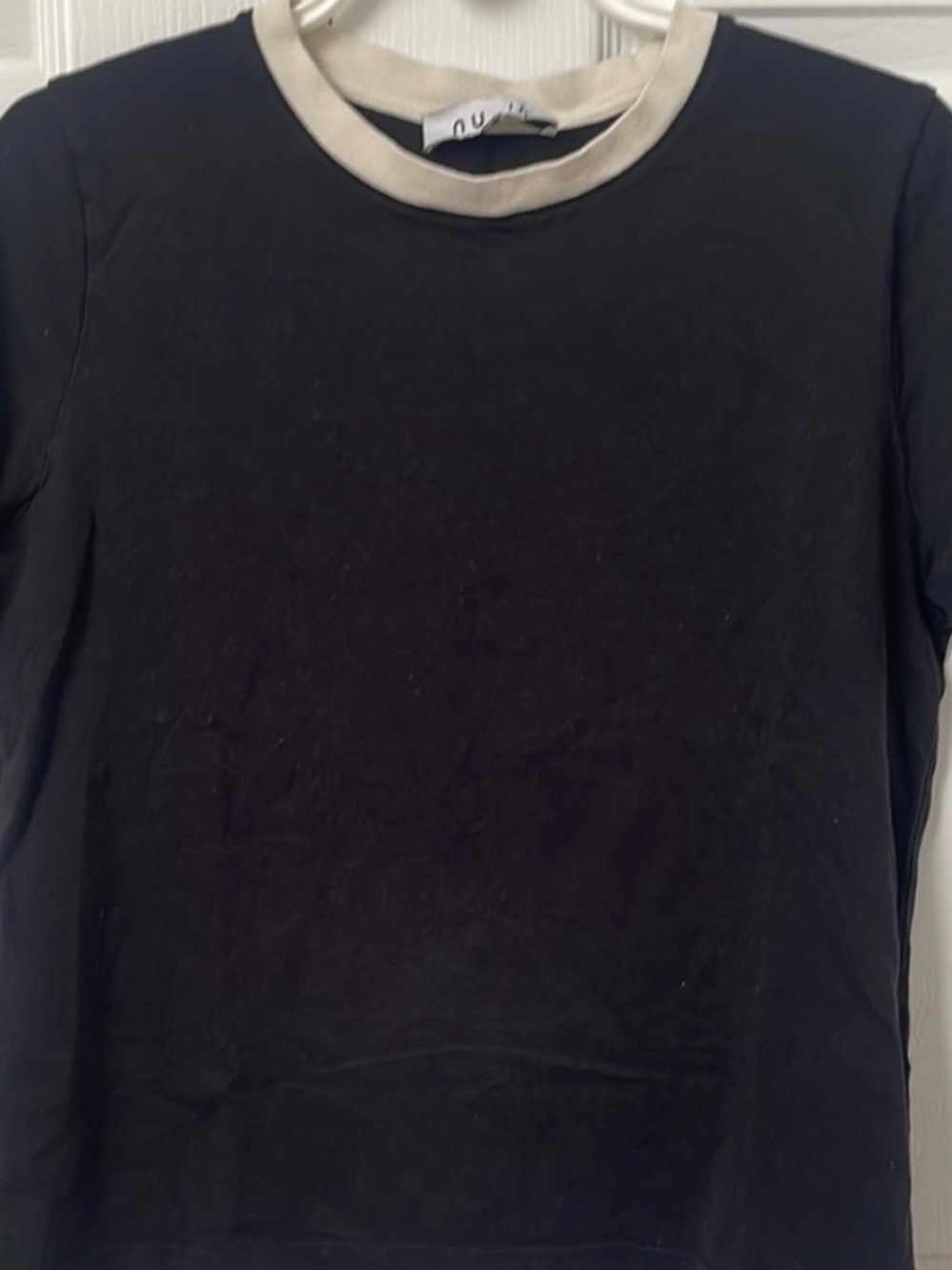 Black Heavyweight Cotton Crew Neck Tee White Ringer Trim S PTP 21